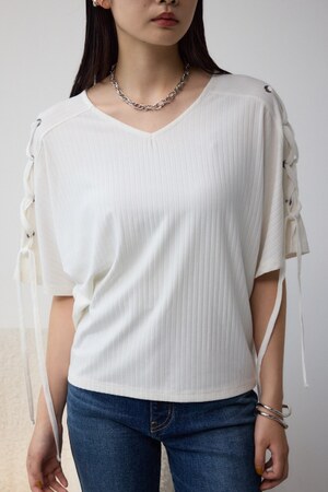 ショルダーレースアップカットトップス