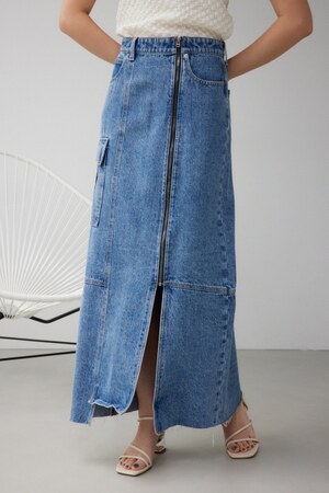 ケミカルウォッシュロングカーゴスカート