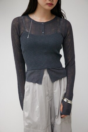 シアーニットカーディガンキャミセット