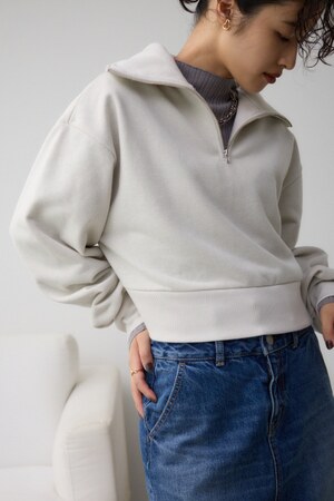 ラメウラケハーフジップトップス