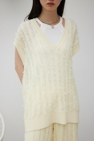 シアーフリンジニットベスト