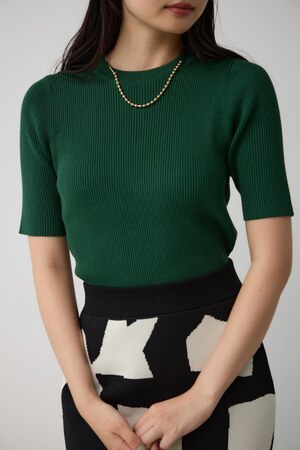 ハーフスリーブクルーネックニット