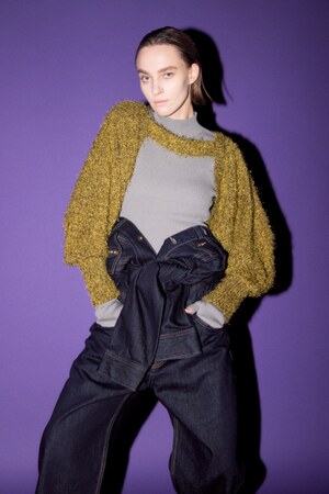 【PLUS】ショートボレロレイヤードセットニット