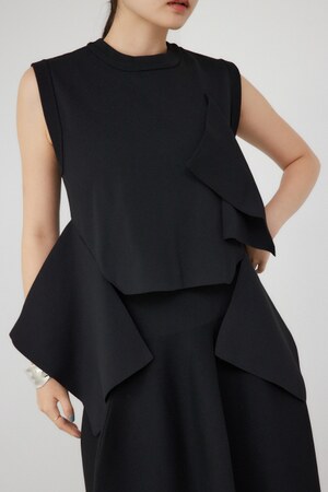 【PLUS】アシンメトリーヘムニットベスト