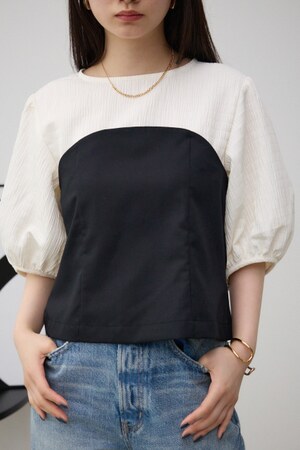 ビスチェレイヤードパフスリーブトップス