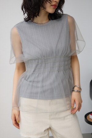 チュールレイヤードペプラムトップス