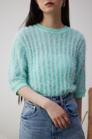 スプリングシャギー5分袖ニット