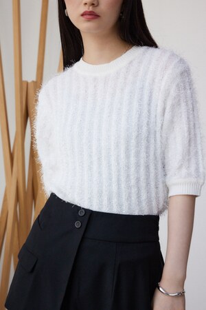 スプリングシャギー5分袖ニット