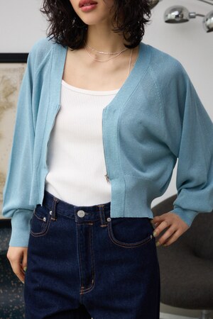 ラメニットジップカーディガン