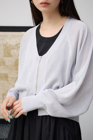 ラメニットジップカーディガン