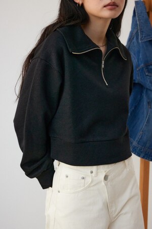 ラメ裏毛ジップアップトップス