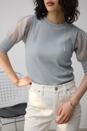 シアースリーブパフトップス