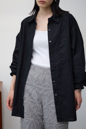 コットンリネンバックデザインシャツ