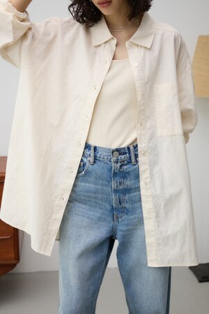 コットンリネンバックデザインシャツ