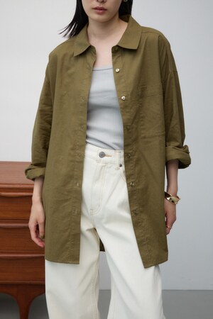 コットンリネンバックデザインシャツ