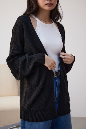 ヘリンボーンニットカーディガン