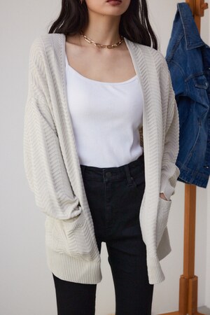 ヘリンボーンニットカーディガン