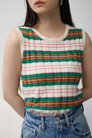 マルチボーダーノースリーブニット