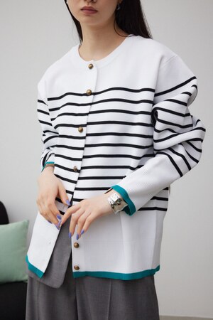 ボーダースポンディッシュカーディガン