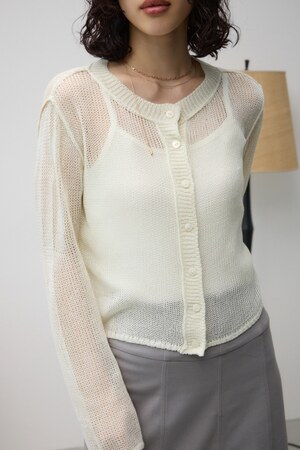 シアークルーネックボタンカーディガン