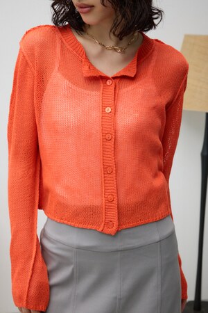 シアークルーネックボタンカーディガン