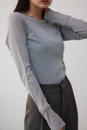 バックスリットシアーロングトップス