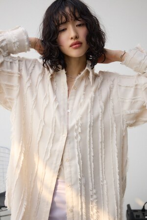 フリンジストライプジャガードシャツ