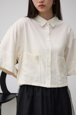 ワイドスリーブ五分袖ツイルシャツ