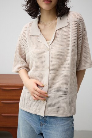 メッシュニット切り替えデザインカーディガン