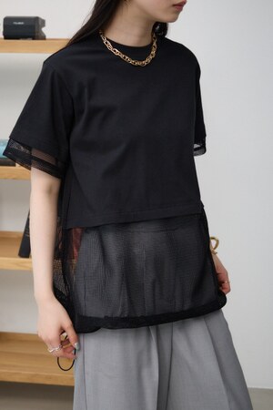 メッシュコンビドロストトップス