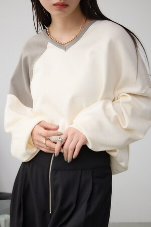 ショルダーバイカラーニット