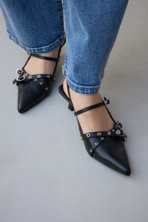 クロスハトメベルトバックオープンパンプス