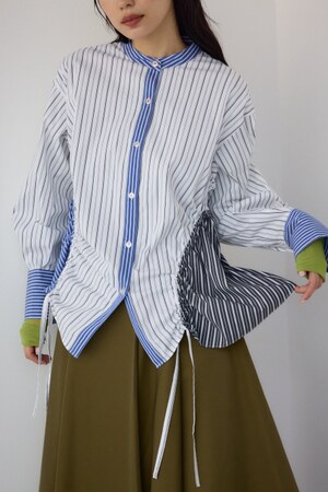 【PLUS】ギャザーヘムコンビシャツ