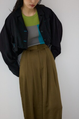 【PLUS】ショートギャザーシアーシャツ