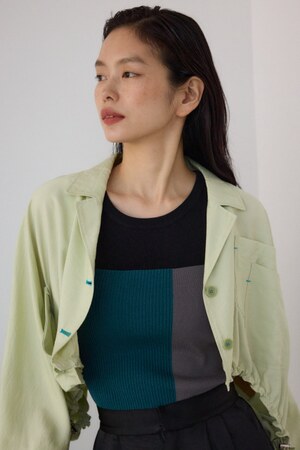 【PLUS】ショートギャザーシアーシャツ