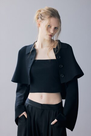 【PLUS】フレアニットカーディガン