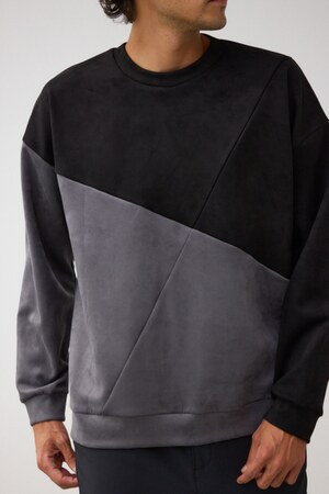 フェイクスウェードパネル切替トップス