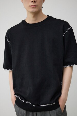 ブランケットステッチ半袖ニット