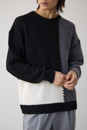 スウィッチングブランケットステッチニット