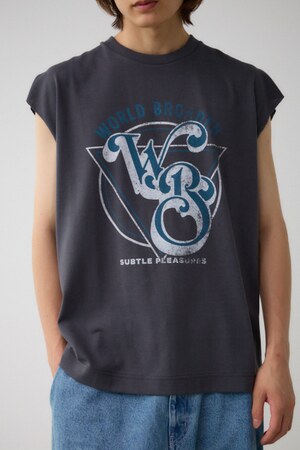 グラフィックノースリーブトップス