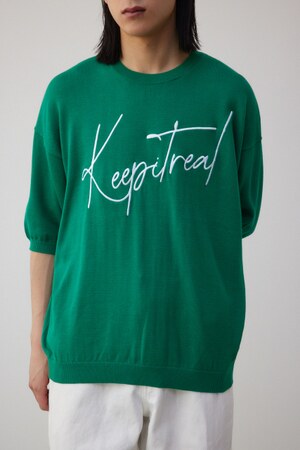 3D刺繍半袖ニットトップス