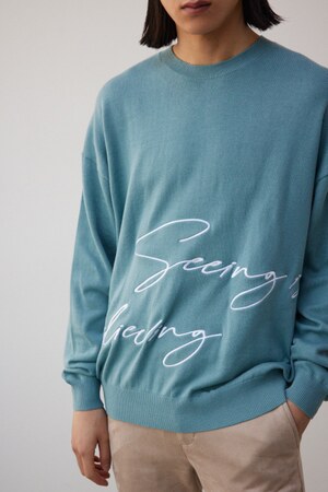 3D刺繍長袖ニットトップス