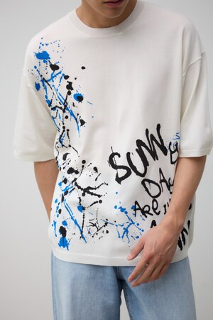 ペイントグラフィックニットトップス