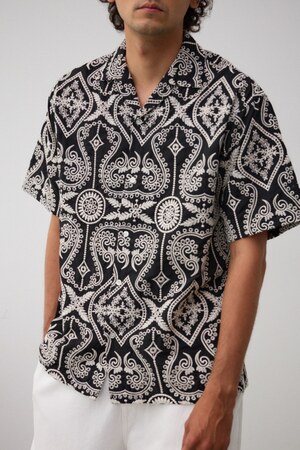 レース刺繍開襟シャツ