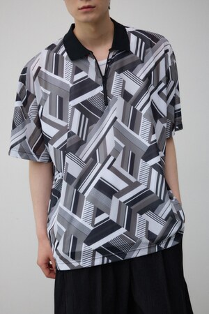 幾何学柄シアーポロシャツ
