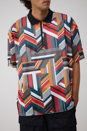 幾何学柄シアーポロシャツ
