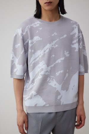 総柄半袖ニットトップス