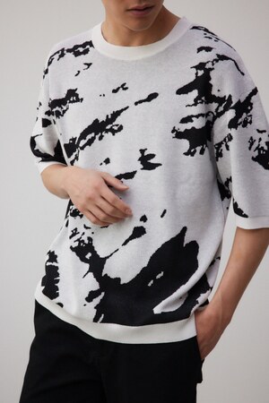 総柄半袖ニットトップス