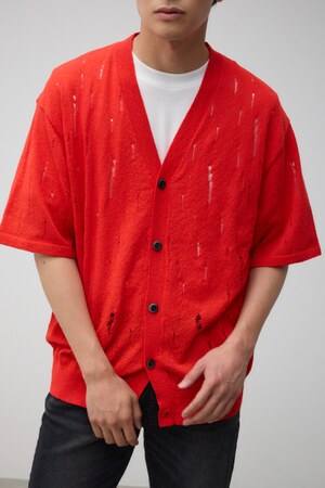 ダメージニット半袖カーディガン