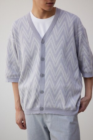 ジグザクパターン半袖カーディガン